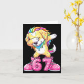 67 Christmas Funny 67 Brainrot Youth Kids Dog 67  Kaart (Gele Bloem)