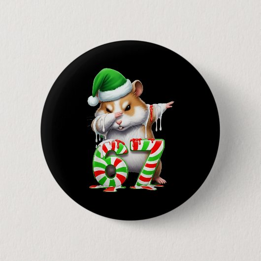 67 Christmas Funny 67 Brainrot Youth Kids Hamster  Ronde Button 5,7 Cm (Voorkant)