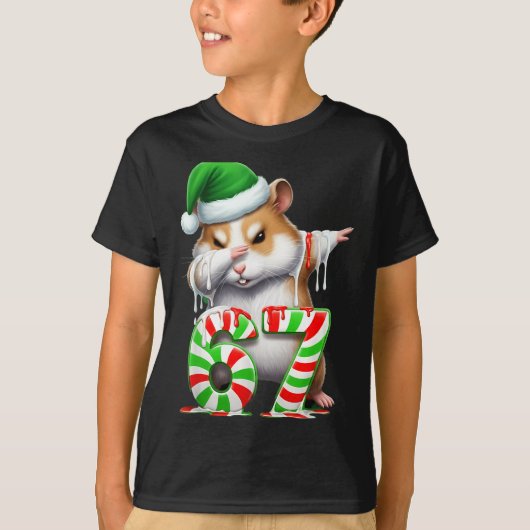 67 Christmas Funny 67 Brainrot Youth Kids Hamster  T-shirt (Voorkant)
