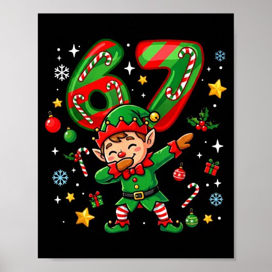 67 Christmas Funny 67 Meme Youth Kids Elf 67  Poster (Voorkant)
