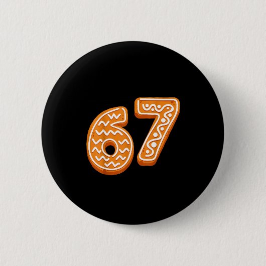 67 Christmas Funny 6 7 Gingerbread Six Seven Xmas  Ronde Button 5,7 Cm (Voorkant)