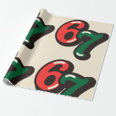 67 Christmas Funny Red & Green Wrapping Paper Cadeaupapier (Uitgerold)