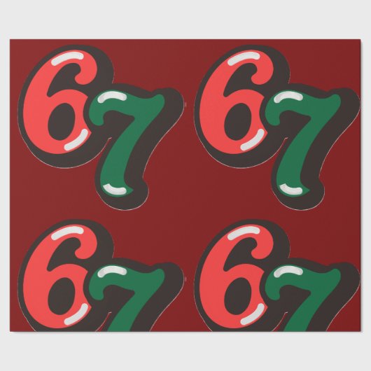 67 Christmas Funny Red & Green Wrapping Paper Cadeaupapier (Zoom)