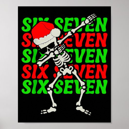 67 Christmas Funny Six Seven Meme Brainrot Dabbing Poster (Voorkant)