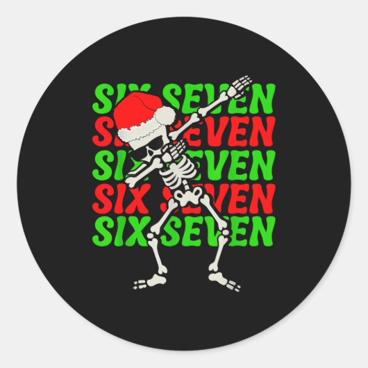 67 Christmas Funny Six Seven Meme Brainrot Dabbing Ronde Sticker (Voorkant)