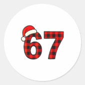 67 Christmas Funny Six Seven Meme Brainrot Plaid S Ronde Sticker (Voorkant)