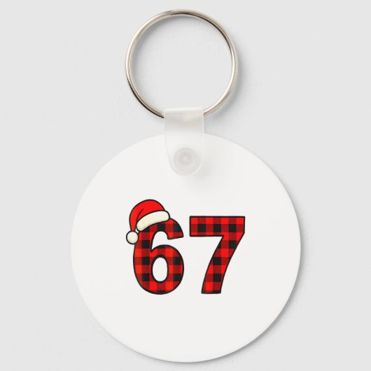67 Christmas Funny Six Seven Meme Brainrot Plaid S Sleutelhanger (Voorkant)