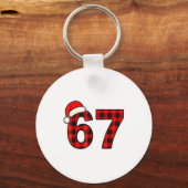 67 Christmas Funny Six Seven Meme Brainrot Plaid S Sleutelhanger (Voorkant)