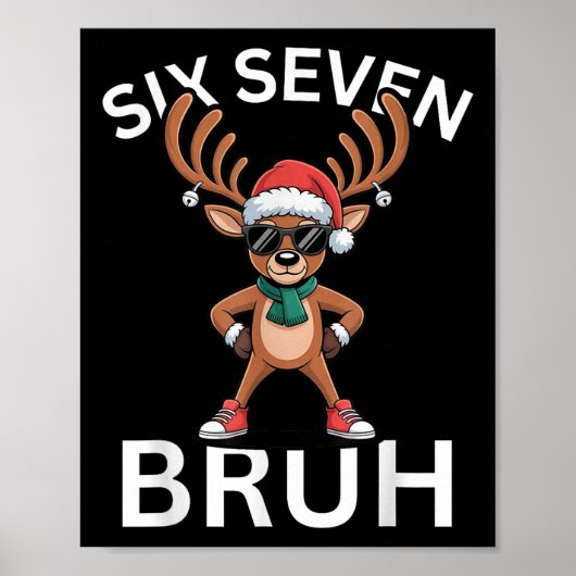 67 Christmas Funny Six Seven Meme Brainrot Reindee Poster (Voorkant)