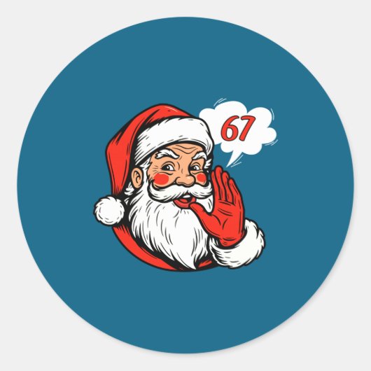 67 Christmas Funny Six Seven Meme Brainrot Santa C Ronde Sticker (Voorkant)