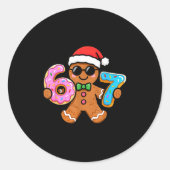 67 Christmas Gingerbread Six Seven Meme Gen Alpha  Ronde Sticker (Voorkant)