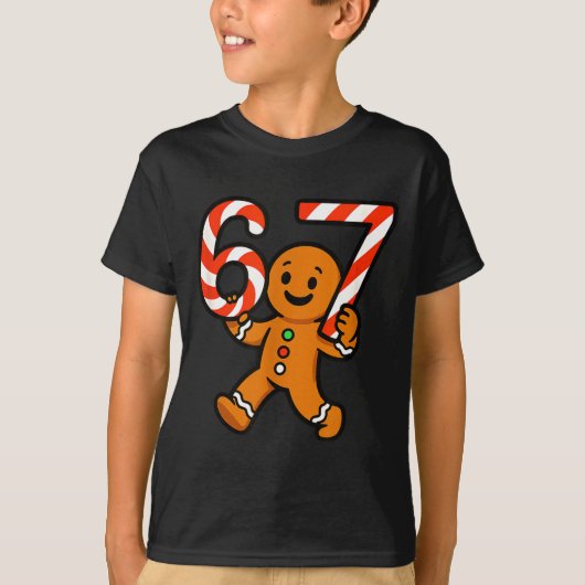 67 Christmas Gingerbreadman Candy Cane 6 7 Meme Xm T-shirt (Voorkant)