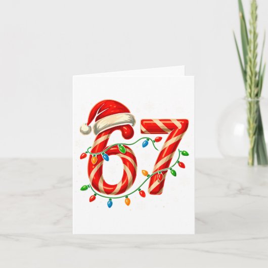 67 Christmas Meme Funny Six Seven Xmas Lights Cand Kaart (Voorkant)