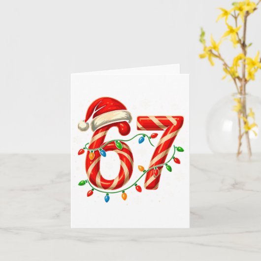 67 Christmas Meme Funny Six Seven Xmas Lights Cand Kaart (Gele Bloem)