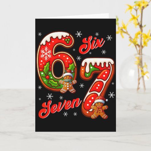 67 Christmas Meme Saying 6 7 Meme Costume Xmas  Kaart (Gele Bloem)