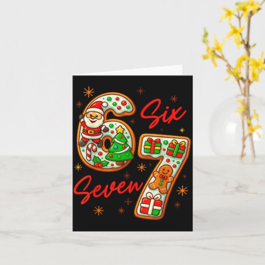 67 Christmas Meme Saying 6 7 Meme Costume Xmas  Kaart (Gele Bloem)