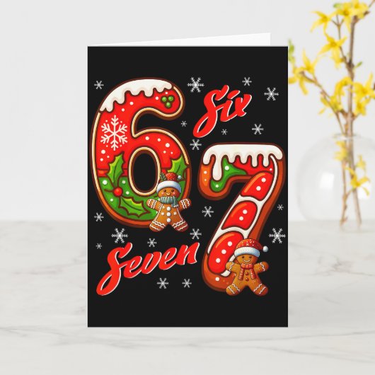 67 Christmas Meme Saying 6 7 Meme Costume Xmas  Kaart (Gele Bloem)