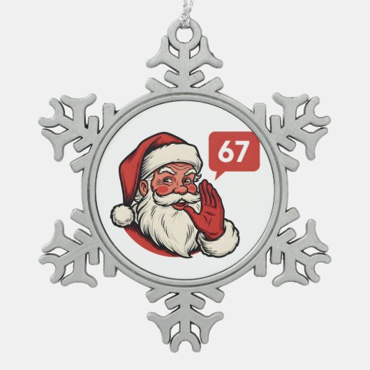 67 Christmas Merry Six Seven Brainrot Santa Claus Tin Sneeuwvlok Ornament (Voorkant)