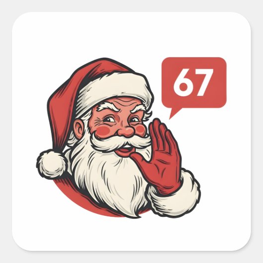 67 Christmas Merry Six Seven Brainrot Santa Claus Vierkante Sticker (Voorkant)