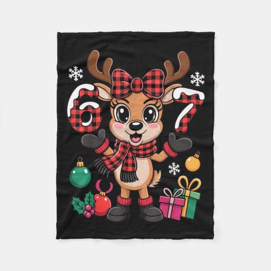 67 Christmas Outfit Women Meme Reindeer Six Seven  Fleece Deken (Voorkant)