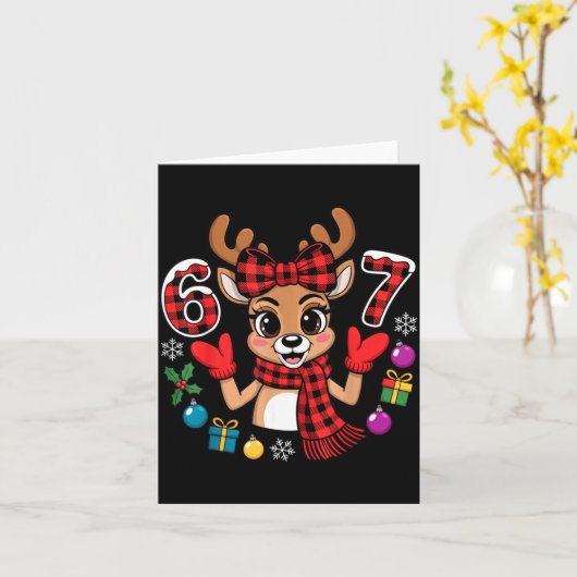 67 Christmas Outfit Women Meme Reindeer Six Seven  Kaart (Gele Bloem)