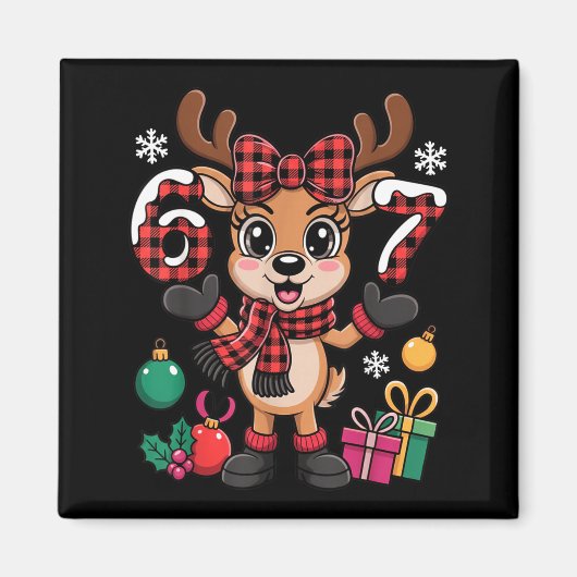 67 Christmas Outfit Women Meme Reindeer Six Seven  Magneet (Voorkant)