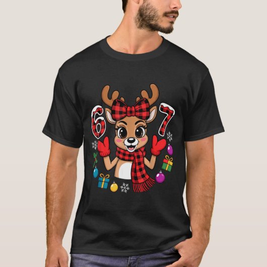 67 Christmas Outfit Women Meme Reindeer Six Seven  T-shirt (Voorkant)