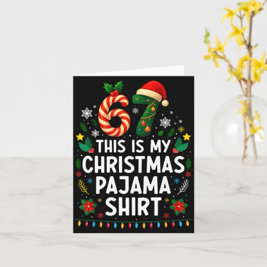 67 Christmas Pajama Shirt 6 7 Funny Meme Teen Boys Kaart (Gele Bloem)
