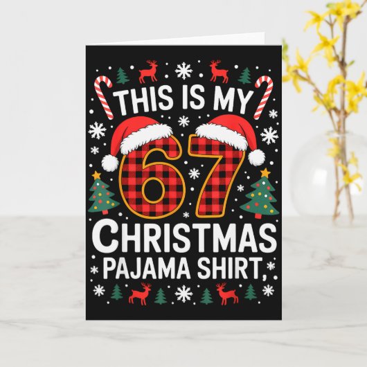 67 Christmas Pajama Shirt Funny Six Seven Meme Bra Kaart (Gele Bloem)
