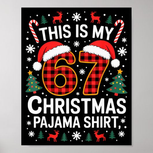 67 Christmas Pajama Shirt Funny Six Seven Meme Bra Poster (Voorkant)