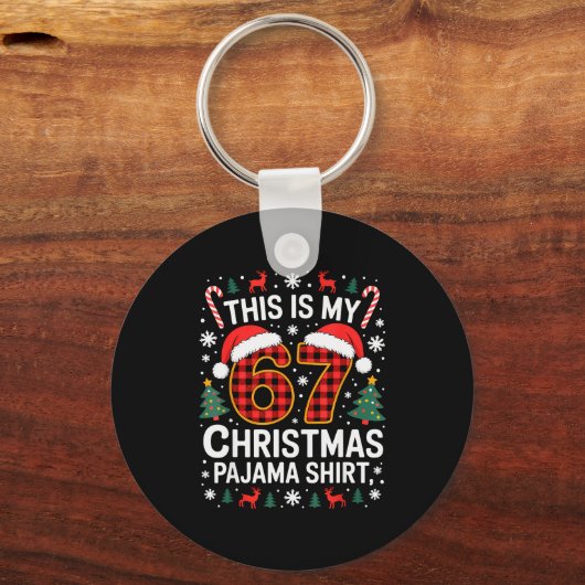 67 Christmas Pajama Shirt Funny Six Seven Meme Bra Sleutelhanger (Voorkant)
