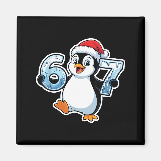 67 Christmas Penguin Santa Hat Birthday Holiday Magneet (Voorkant)