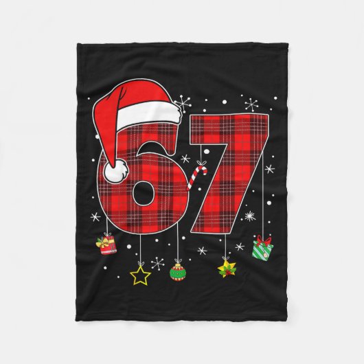 67 Christmas Plaid Santa Hat Funny Family Matching Fleece Deken (Voorkant)