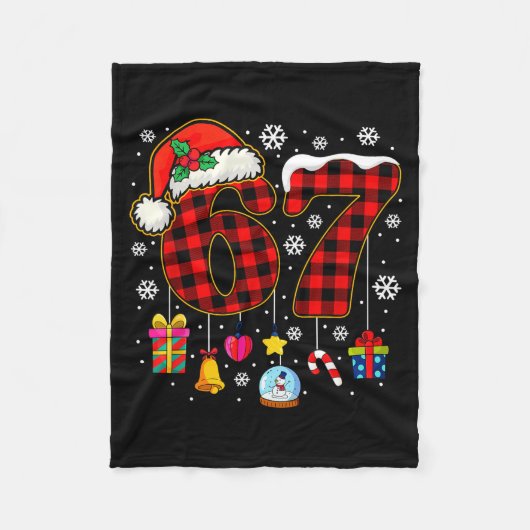 67 Christmas Red Plaid 6 7 Six Seven Boys Christma Fleece Deken (Voorkant)