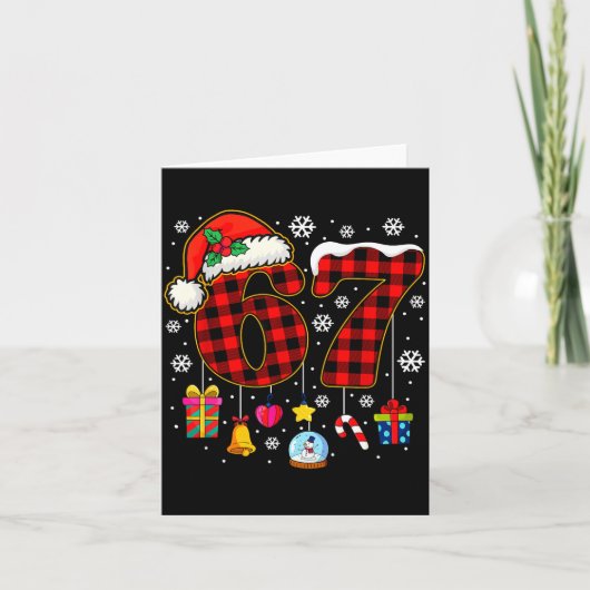 67 Christmas Red Plaid 6 7 Six Seven Boys Christma Kaart (Voorkant)