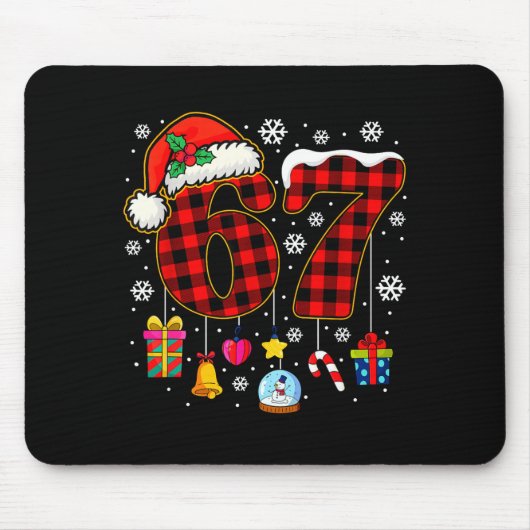 67 Christmas Red Plaid 6 7 Six Seven Boys Christma Muismat (Voorkant)