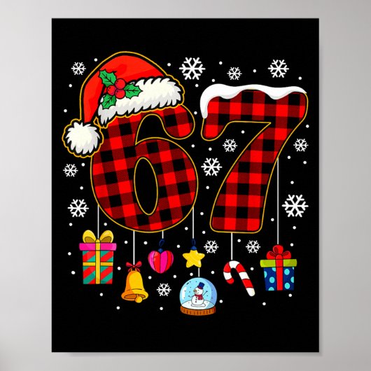 67 Christmas Red Plaid 6 7 Six Seven Boys Christma Poster (Voorkant)