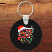 67 Christmas Red Plaid 6 7 Six Seven Boys Sleutelhanger (Voorkant)