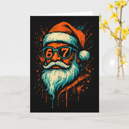 67 Christmas Santa Face 6 7 Meme Six Seven Teen Bo Kaart (Gele Bloem)