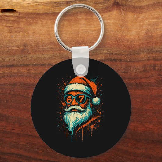 67 Christmas Santa Face 6 7 Meme Six Seven Teen Bo Sleutelhanger (Voorkant)
