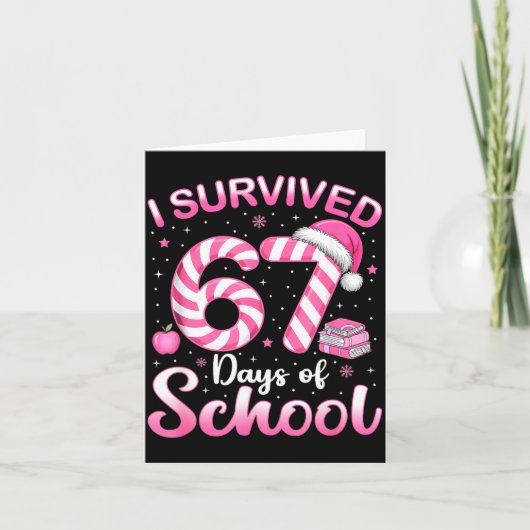 67 Christmas Shirt Teacher Kids I Survived 67 Days Kaart (Voorkant)