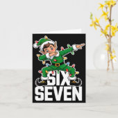 67 Christmas Six Seven 6 7 Meme Funny Dabbing Elf  Kaart (Gele Bloem)