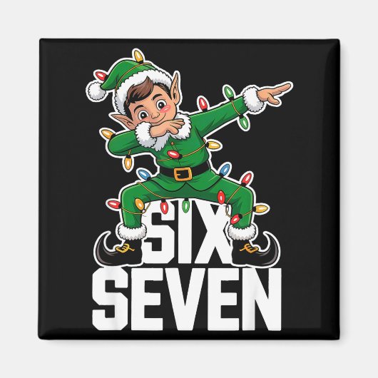67 Christmas Six Seven 6 7 Meme Funny Dabbing Elf Magneet (Voorkant)