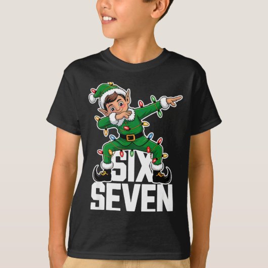 67 Christmas Six Seven 6 7 Meme Funny Dabbing Elf  T-shirt (Voorkant)