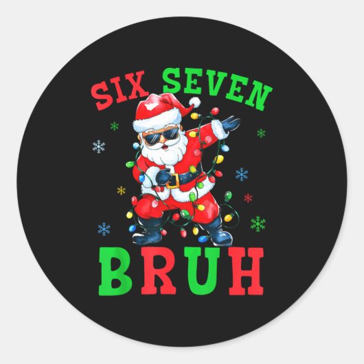 67 Christmas Six Seven Bruh Meme Santa Dabbing Chr Ronde Sticker (Voorkant)