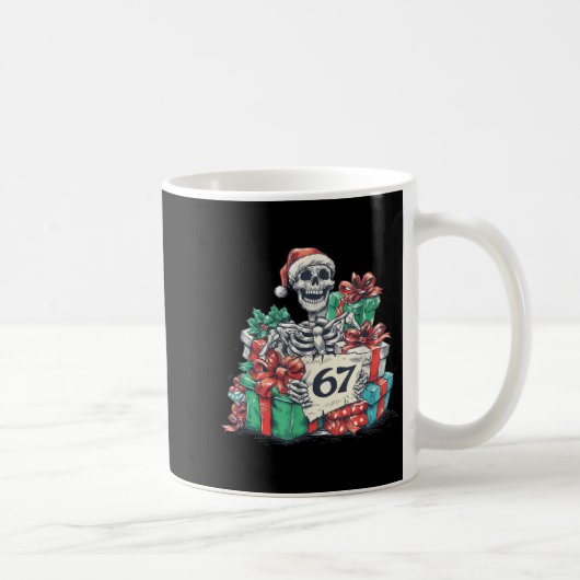 67 Christmas Skeleton Xmas Santa Hat Six Seven Fun Koffiemok (Rechts)