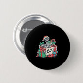 67 Christmas Skeleton Xmas Santa Hat Six Seven Fun Ronde Button 5,7 Cm (Voorkant /achterkant)