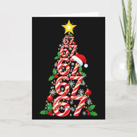 67 Christmas Tree Candy Cane Holiday Six Seven Mem Kaart (Voorkant)
