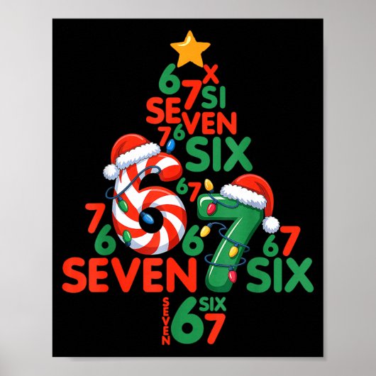 67 Christmas Tree Candy Cane Holiday Six Seven Mem Poster (Voorkant)