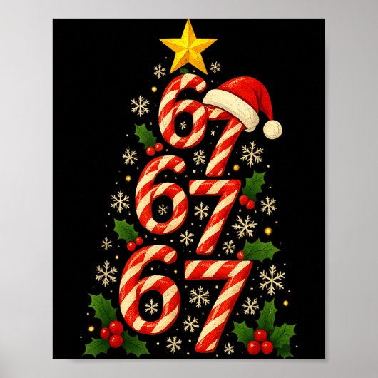 67 Christmas Tree Candy Cane Holiday Six Seven Mem Poster (Voorkant)